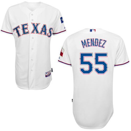 Roman Mendez #55 MLB Jersey-Texas Rangers Men's Authentic Home White Cool Base Baseball Jersey